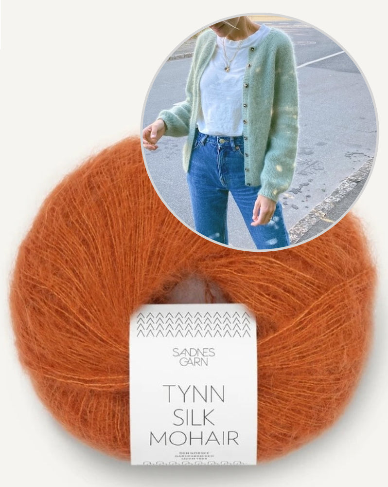 PetiteKnit Novice Cardigan Mohair Edition mit Tynn Silk Mohair von Sandnes Garn 19