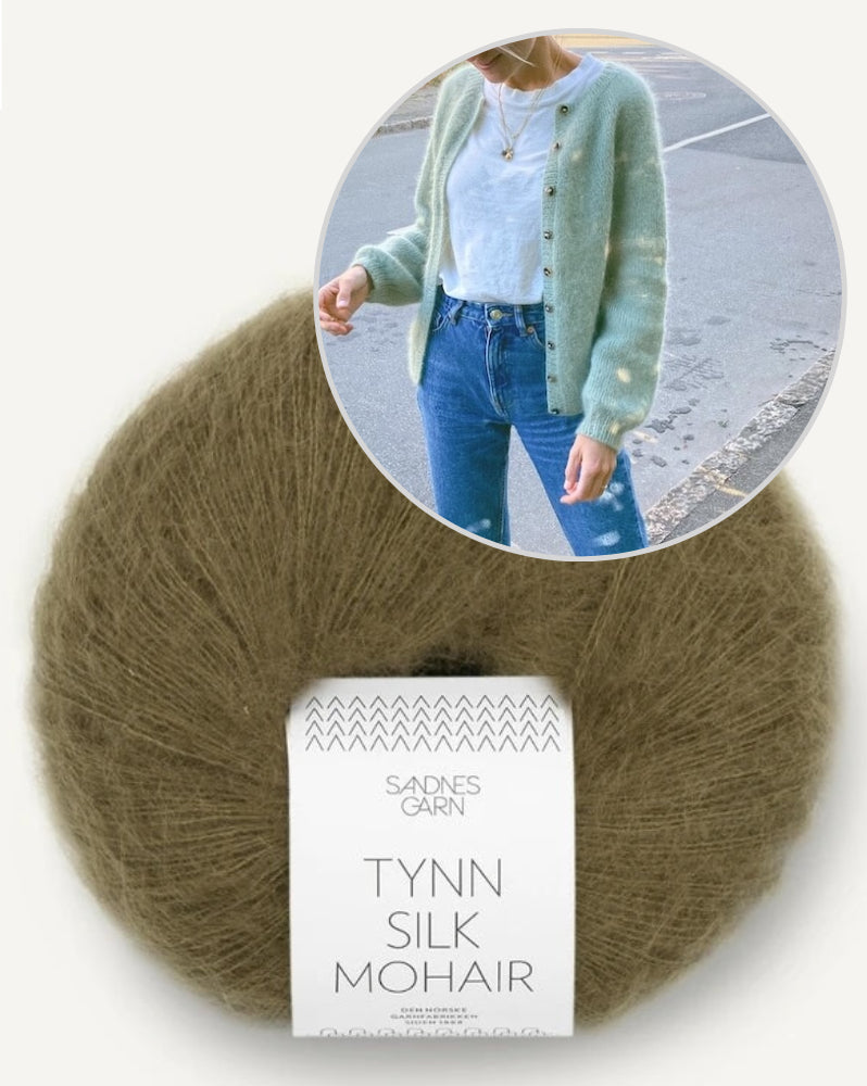 PetiteKnit Novice Cardigan Mohair Edition mit Tynn Silk Mohair von Sandnes Garn 9