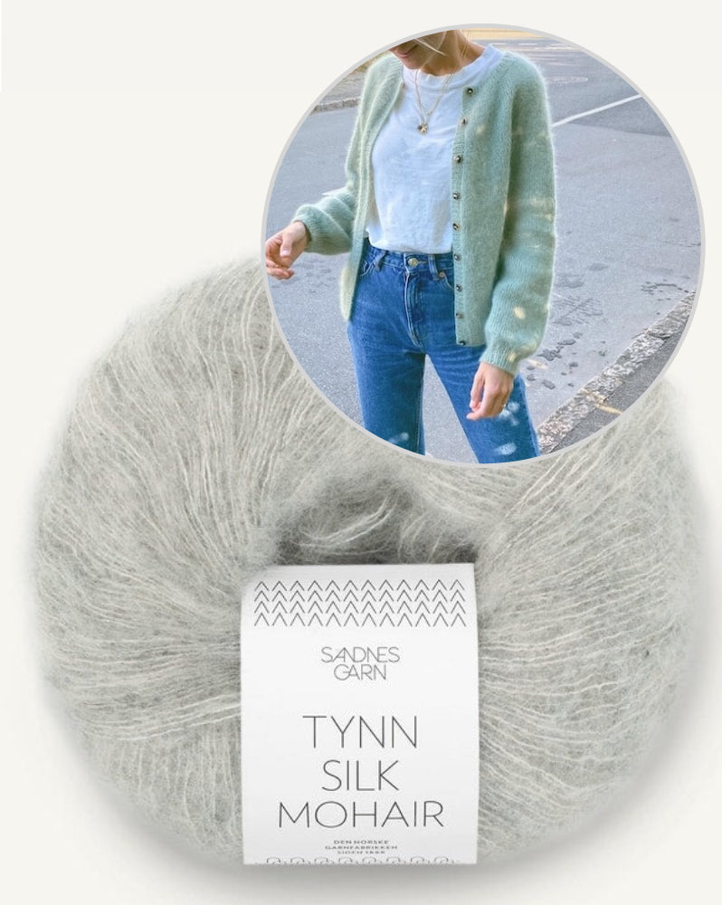 PetiteKnit Novice Cardigan Mohair Edition mit Tynn Silk Mohair von Sandnes Garn 17