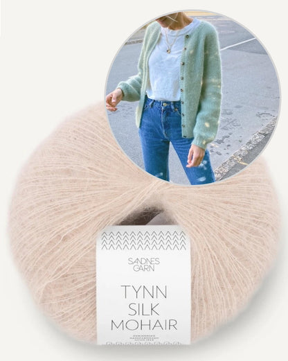 PetiteKnit Novice Cardigan Mohair Edition mit Tynn Silk Mohair von Sandnes Garn 16