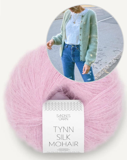 PetiteKnit Novice Cardigan Mohair Edition mit Tynn Silk Mohair von Sandnes Garn 12