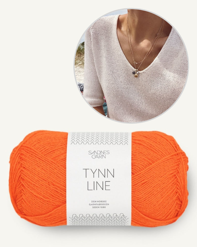 Garnpaket PetiteKnit Kumulus Tee mit Sandnes Tynn Line in der Farbe orange tiger