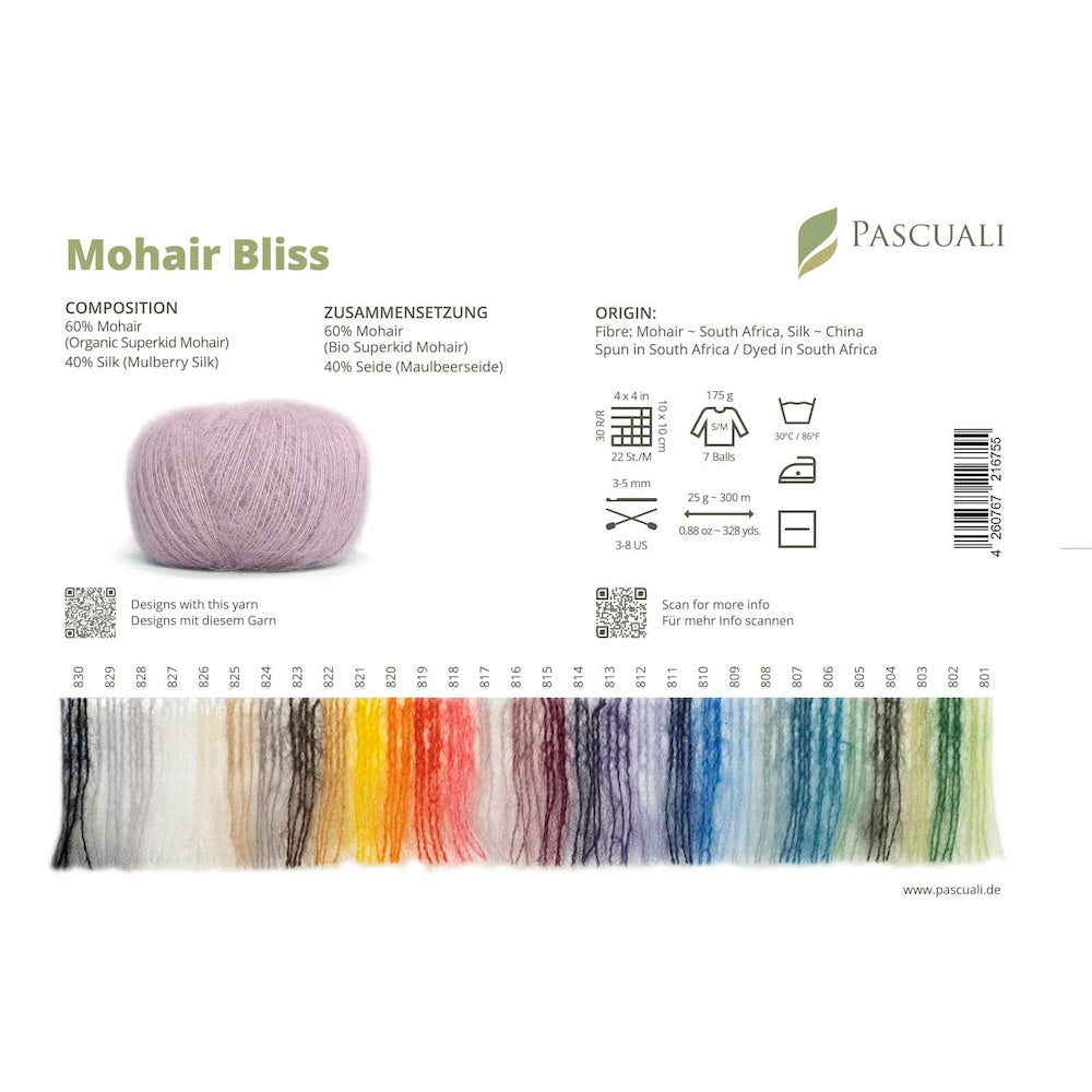 Pascuali Farbkarten mohair Bliss