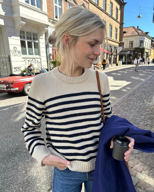 PetiteKnit, Lyon Sweater, almond - night sky, 1