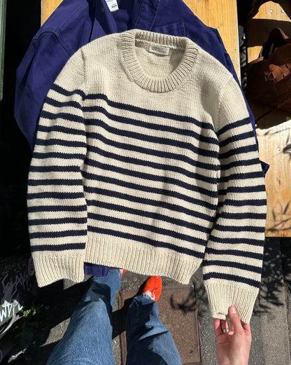 PetiteKnit, Lyon Sweater, almond - night sky, 3