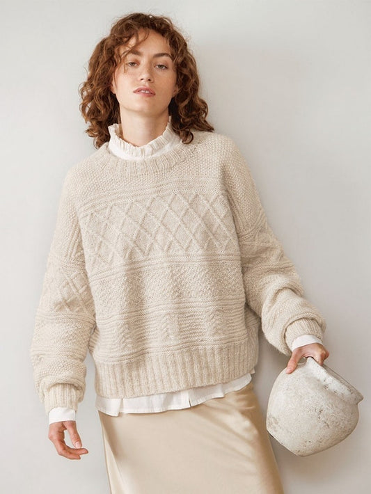 Sandnes, Guernsey Pullover, Tynn Peer Gynt und Tynn Silk Mohair, Farbe natur meliert, 1