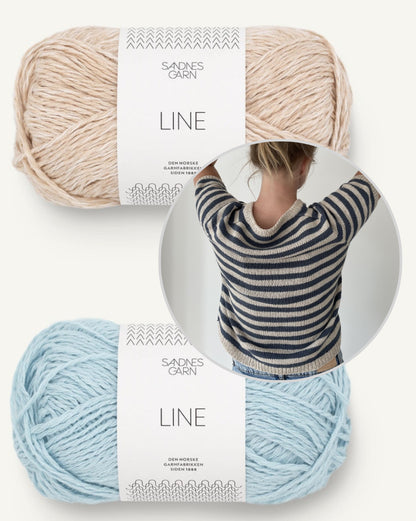 Coco Amour Knitwear Seaside Tee mit Line von Sandnes Garn Farbe mandel - hellblau