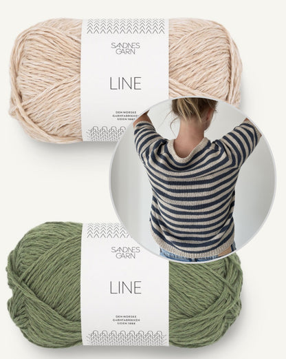 Coco Amour Knitwear Seaside Tee mit Line von Sandnes Garn Farbe mandel - olivengrün