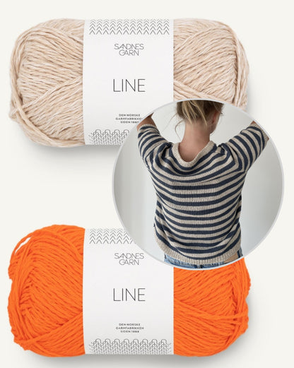 Coco Amour Knitwear Seaside Tee mit Line von Sandnes Garn Farbe mandel - orange tiger