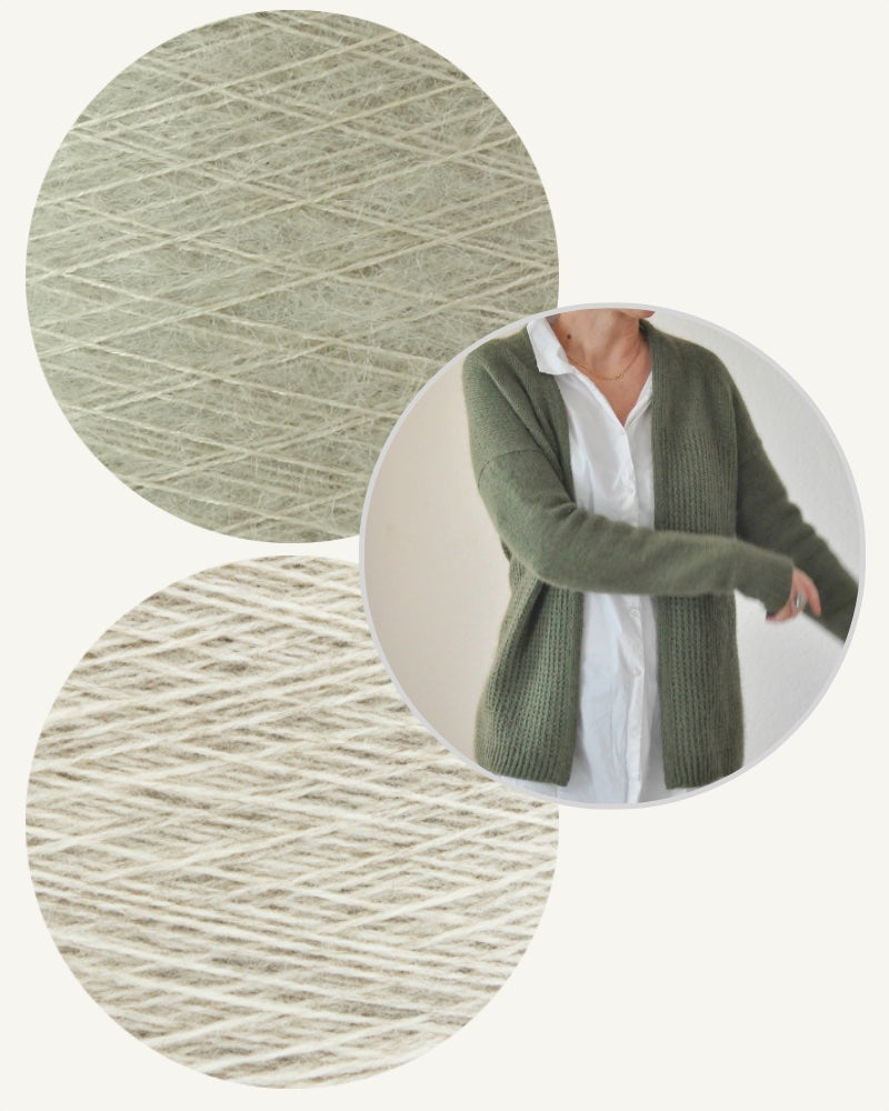 Ankestrick Soso Cardigan aus So Kosho und Sensai von ITO Yarn angora