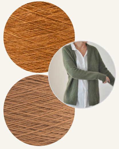 Ankestrick Soso Cardigan aus So Kosho und Sensai von ITO Yarn caramel