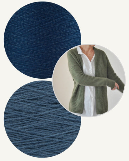 Ankestrick Soso Cardigan aus So Kosho und Sensai von ITO Yarn denim