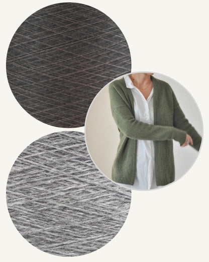 Ankestrick Soso Cardigan aus So Kosho und Sensai von ITO Yarn goat