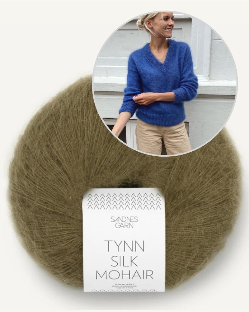 PetiteKnit Stockholm Sweater V-Neck mit Tynn silk Mohair von Sandnes Garn 13