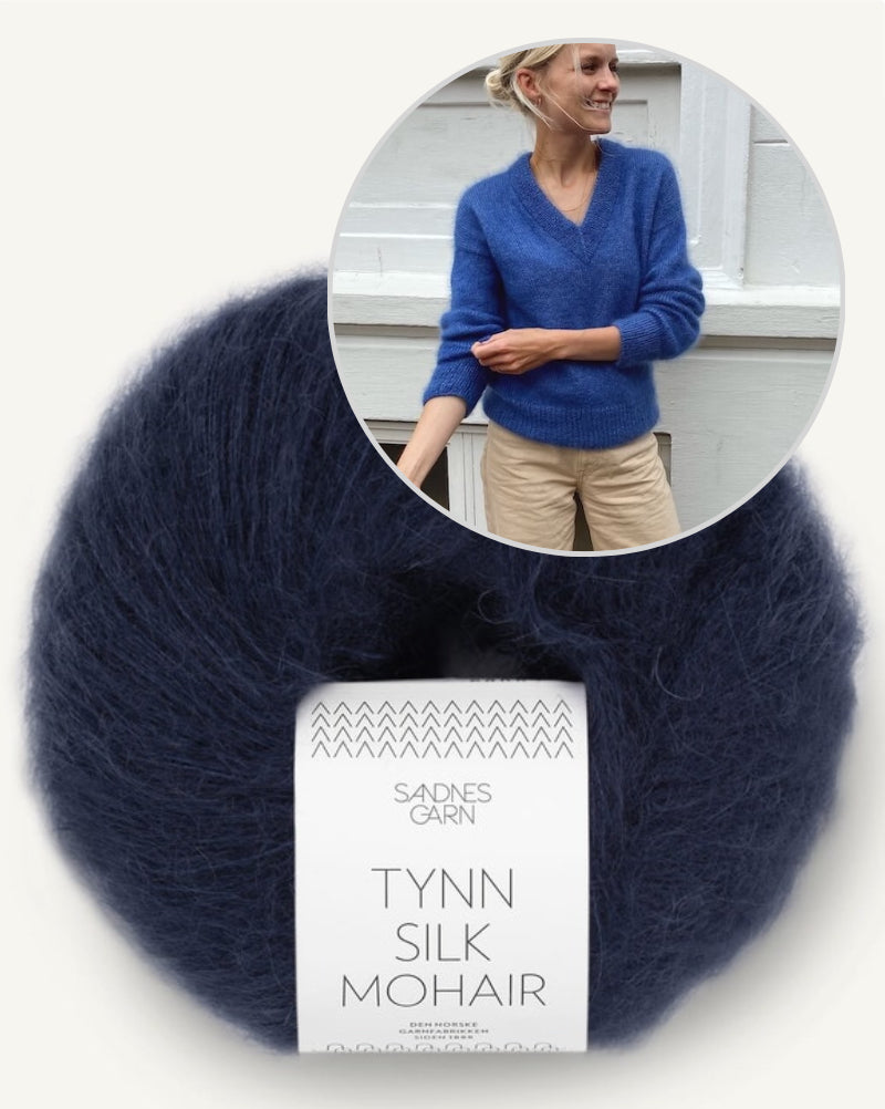 PetiteKnit Stockholm Sweater V-Neck mit Tynn silk Mohair von Sandnes Garn 15