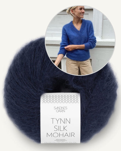 PetiteKnit Stockholm Sweater V-Neck mit Tynn silk Mohair von Sandnes Garn 15