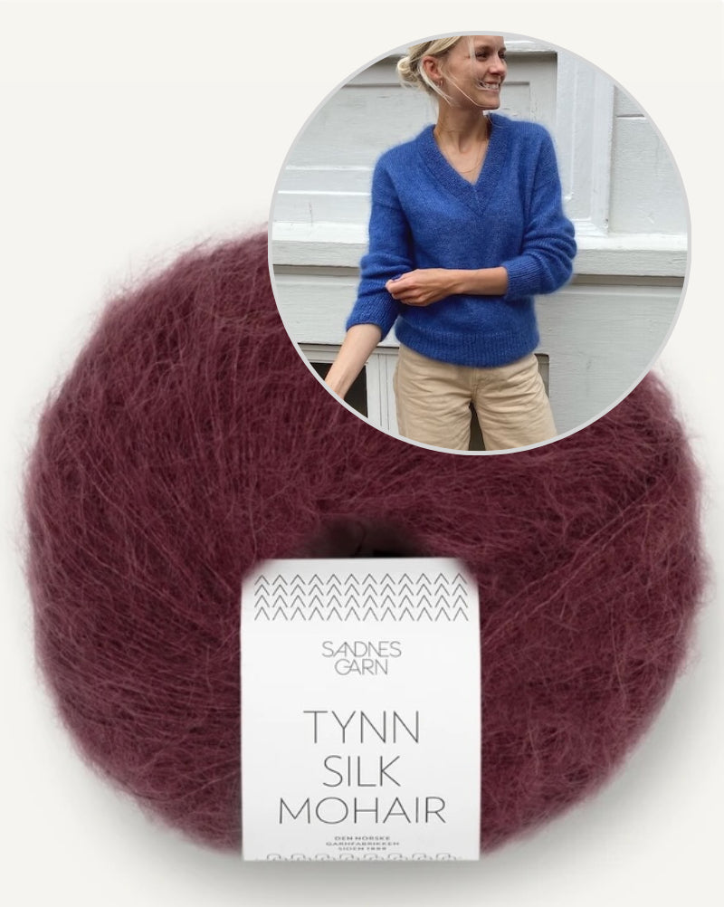 PetiteKnit Stockholm Sweater V-Neck mit Tynn silk Mohair von Sandnes Garn 10