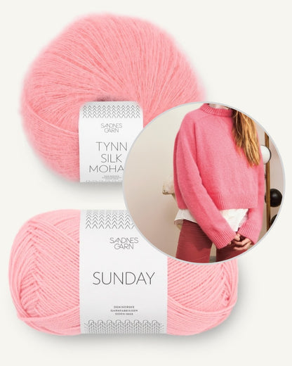 Sandnes Kollektion 2403 Wendy Sweater mit Sunday und Tynn Silk Mohair Farbe blossom